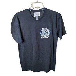 New Next Level Apparel Black Graphic T-Shirt With Playing Cards & Skull Design